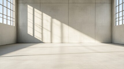 Sunlit Industrial Interior: Minimalist Concrete Space