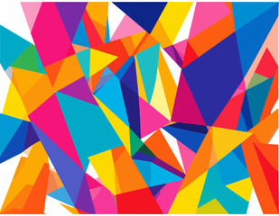 Vibrant Abstract Background with Overlapping Triangles in Pink Orange Blue and Yellow Colors