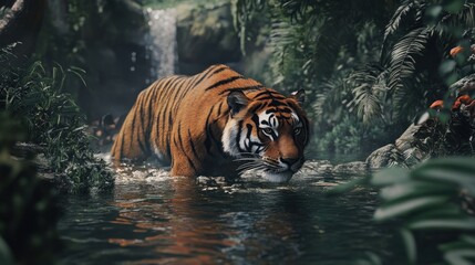 Majestic Tiger in Lush Jungle