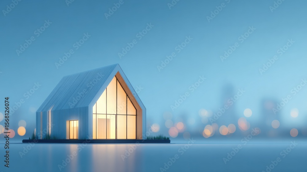 Poster capture modern minimalistic energy-efficient house with clean architectural design and sleek facade