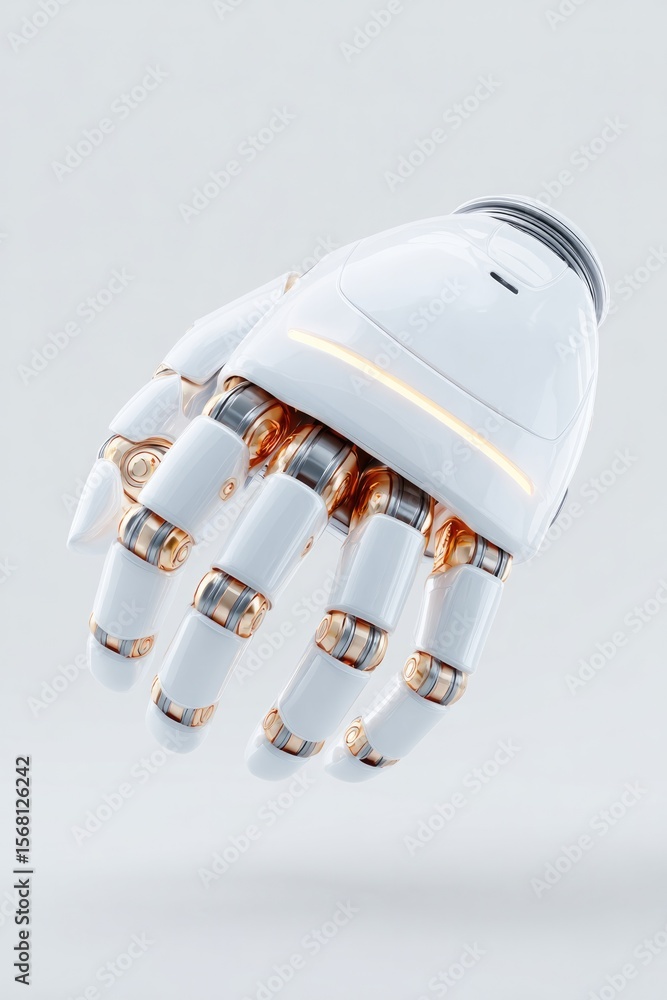 Aufkleber sleek robotic hand gently rests against smooth white background symbolizing seamless integration of 