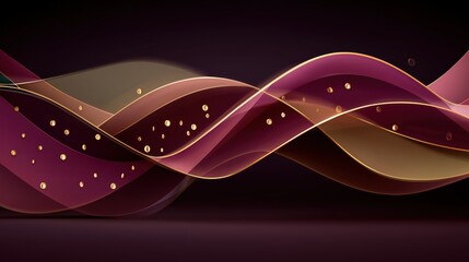 Vibrant Maroon and Gold Wave Abstract Background with Sparkling Dots for Elegant Design Projects
