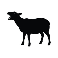 Silhouette of a sheep appearing to be screaming or bleating loudly