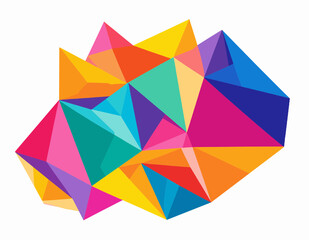 Vibrant Abstract Polygonal Design Featuring Colorful Geometric Triangles on White Background Creative and Modern Art Illustration