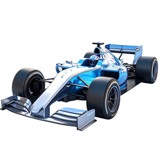 Racing car blue and white design formula studio shot