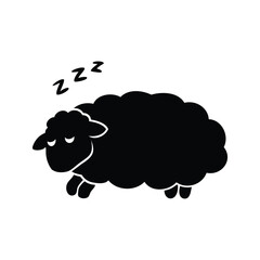 A Simple Black and White Illustration of a Sleeping Sheep with Zzz