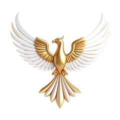 Fototapeta premium Gold and White Phoenix Emblem Icon with Smooth Abstract Form on Transparent Background