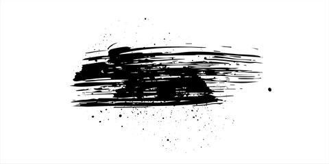 Vector abstract black brush shape white background