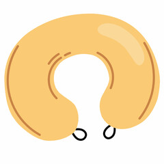 Soft and supportive neck pillow in flat style, perfect for long flights and road trips. A cozy travel essential for comfort and better sleep on the go.