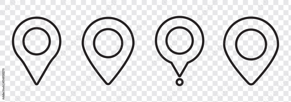 Poster location map pointer icon, place pin marker sign - red gps map pointers in flat style, destination s