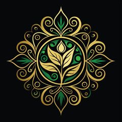 Elegant Hand-Drawn Gold Ornament Herbal Product Label Design
