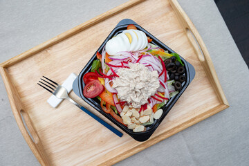 Salad with tuna mayo in a bowl