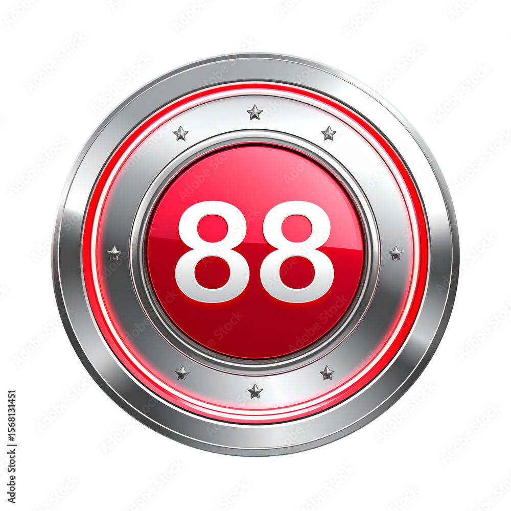 Poster red number 88 button graphic design element