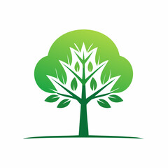 Obraz premium Green Stylized Tree Illustration