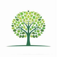 Obraz premium Green Tree Illustration with Lush Foliage