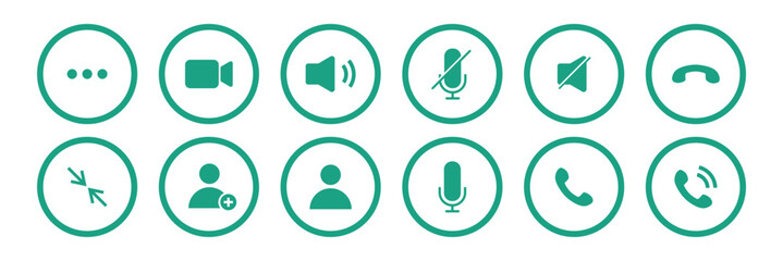 video Call and Communication Icons Set on transparent background