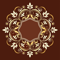 Elegant Ornamental Border Design Gold and White Floral Frame for Packaging or Invitations