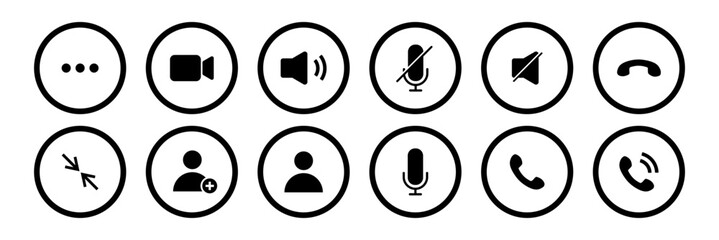 video Call and Communication Icons Set on transparent background