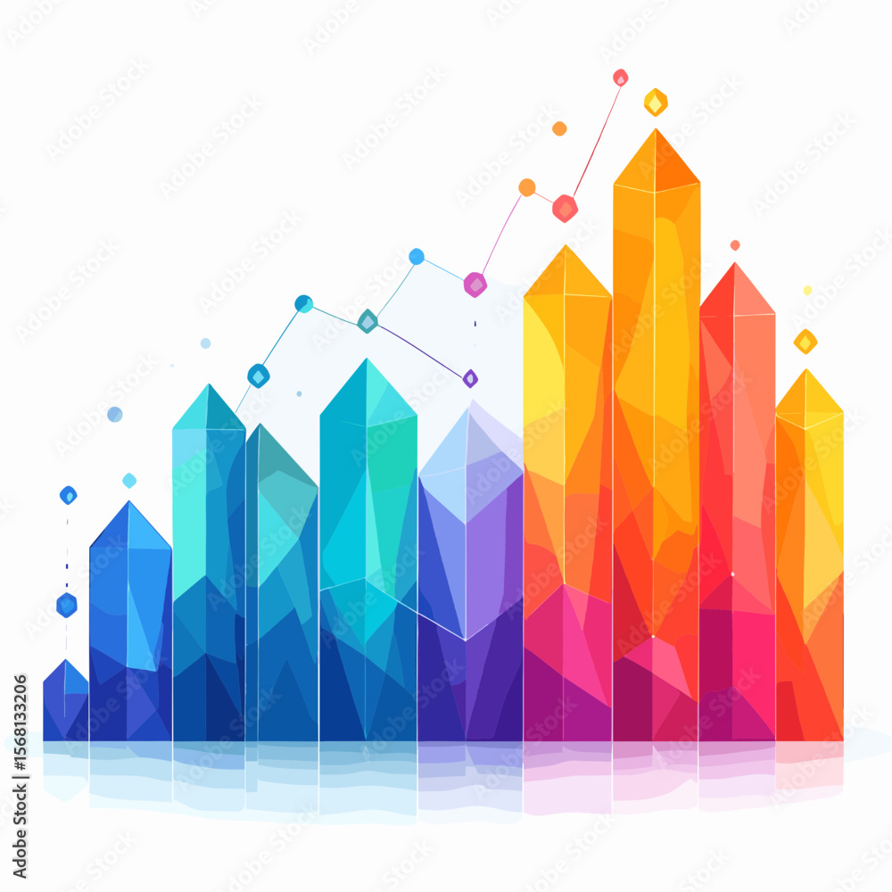 Poster abstract colorful polygonal graph chart diagram illustration on white background for business data g