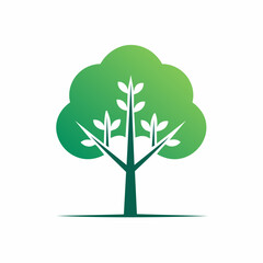 Green Tree Illustration with Simple Leaves