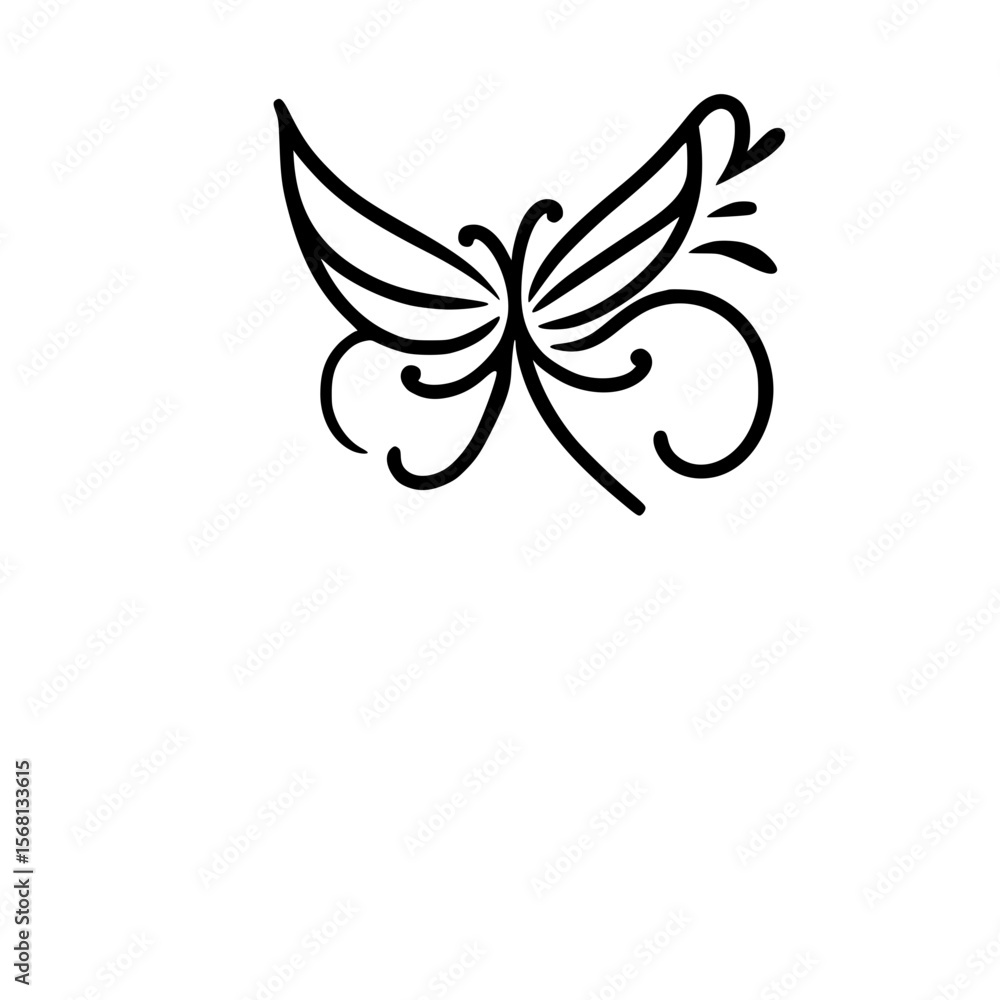 Poster abstract butterfly design in single line outline vector style