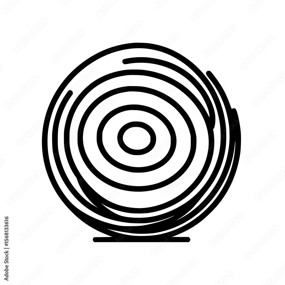 Poster abstract circular design in single line outline vector style