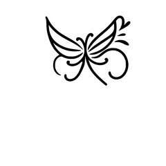 Abstract butterfly design in single line outline vector style  