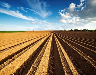 Plowed field under a vibrant sky