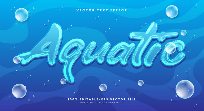 Aquatic Chrome Style 3d editable text effect Template Suitable for Under water background