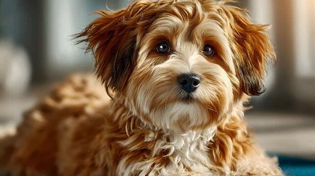 Adorable Havanese Puppy Portrait: Smooth Camera Rotation, 1080p