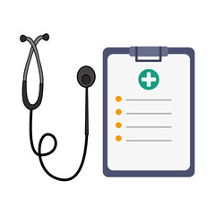 World health day. stethoscope and medical record file