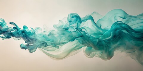 Abstract teal smoke flowing in water