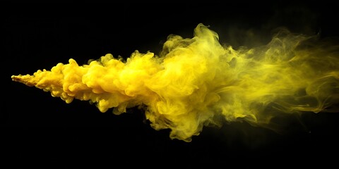 A plume of yellow smoke drifts across a black background
