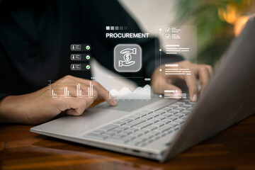 Digital Procurement Management on Laptop with Analytics Dashboard