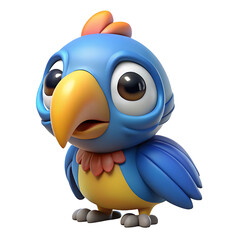 Sad Crying 3D Cartoon Parrot – Cute Bird Character Isolated on White Background