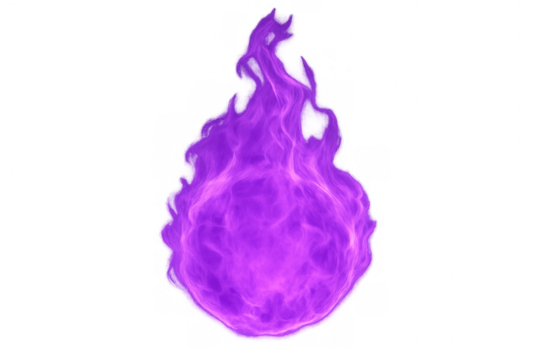 Purple fire burning with a transparent background, perfect for visual effects and creative projects