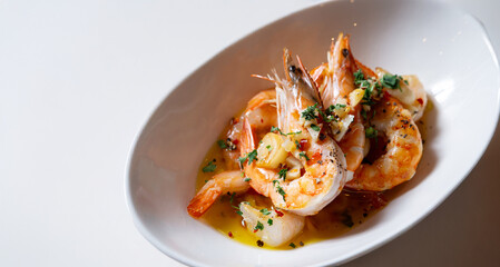Grilled shrimp on a plate