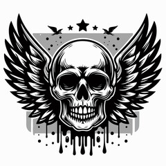 illustration of a skull with wings