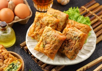 Martabak Telur. Mini egg martabak is a snack made from eggs. Its delicious taste and mini shape make it suitable for serving as a family snack.