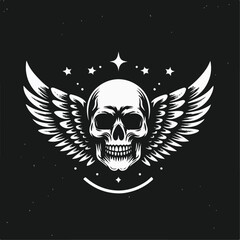 illustration of a skull with wings