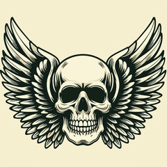 illustration of a skull with wings