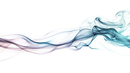 Colorful smoke swirls isolated on white background