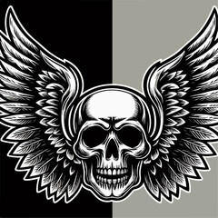 illustration of a skull with wings