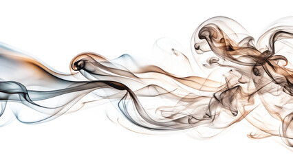 Colorful smoke swirls isolated on white background