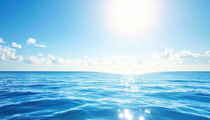 Fototapeta premium Wide expanse of azure sea under a bright sky