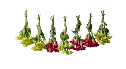 Hanging Bunches Of Green Pink Flowers