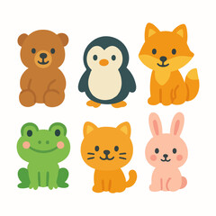Cute Animal Set – Adorable Cartoon Animals Collection for Kids and Design Projects