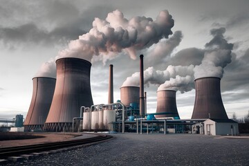 Industrial Power Plant Emitting Pollution, a Grim Image of Environmental Impact