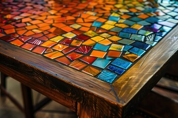 Detailed Picture of Customizing a Thrifted Dining Table with Mosaic Tile Designs