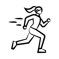 Woman running with simple motion lines